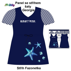 OB F - Panel se střihem - dámské šaty Georgia - nautical Digitální tisk m-látky - výběr z variant  střih Fazonetka