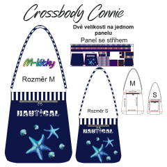 OB Panel se střihem - Crossbody Connie dvě velikosti na panelu - nautical návod k panelu zdarma - více v popisu produktu